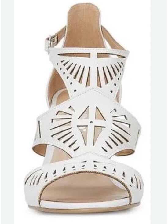 Andrea Shoes - Andrea. White Cutout Heeled Sandals Womens 5.5 Slingback Peep Toe Dress Shoes